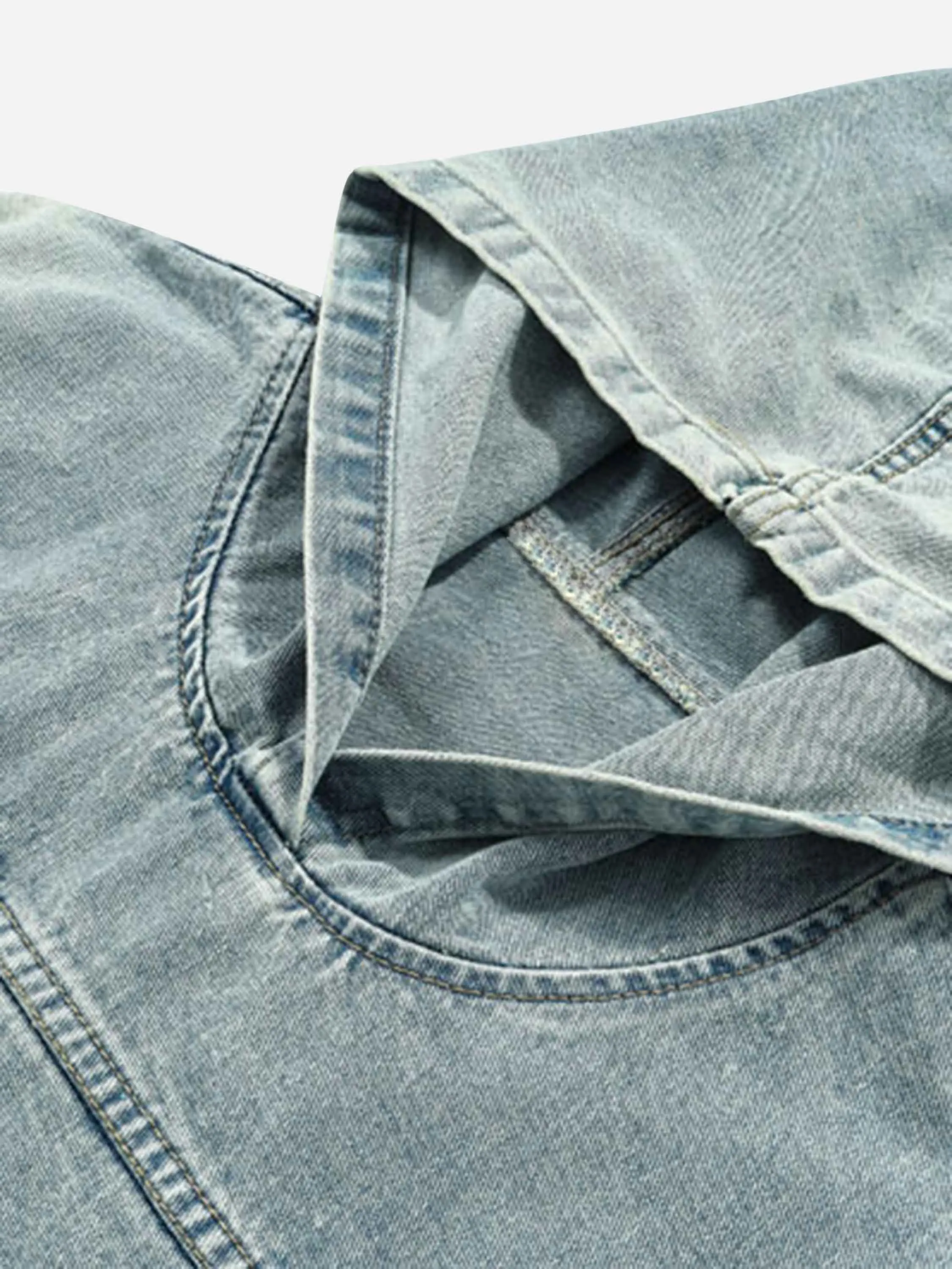 1984 High Street Washed And  Denim Hoodie - 1464