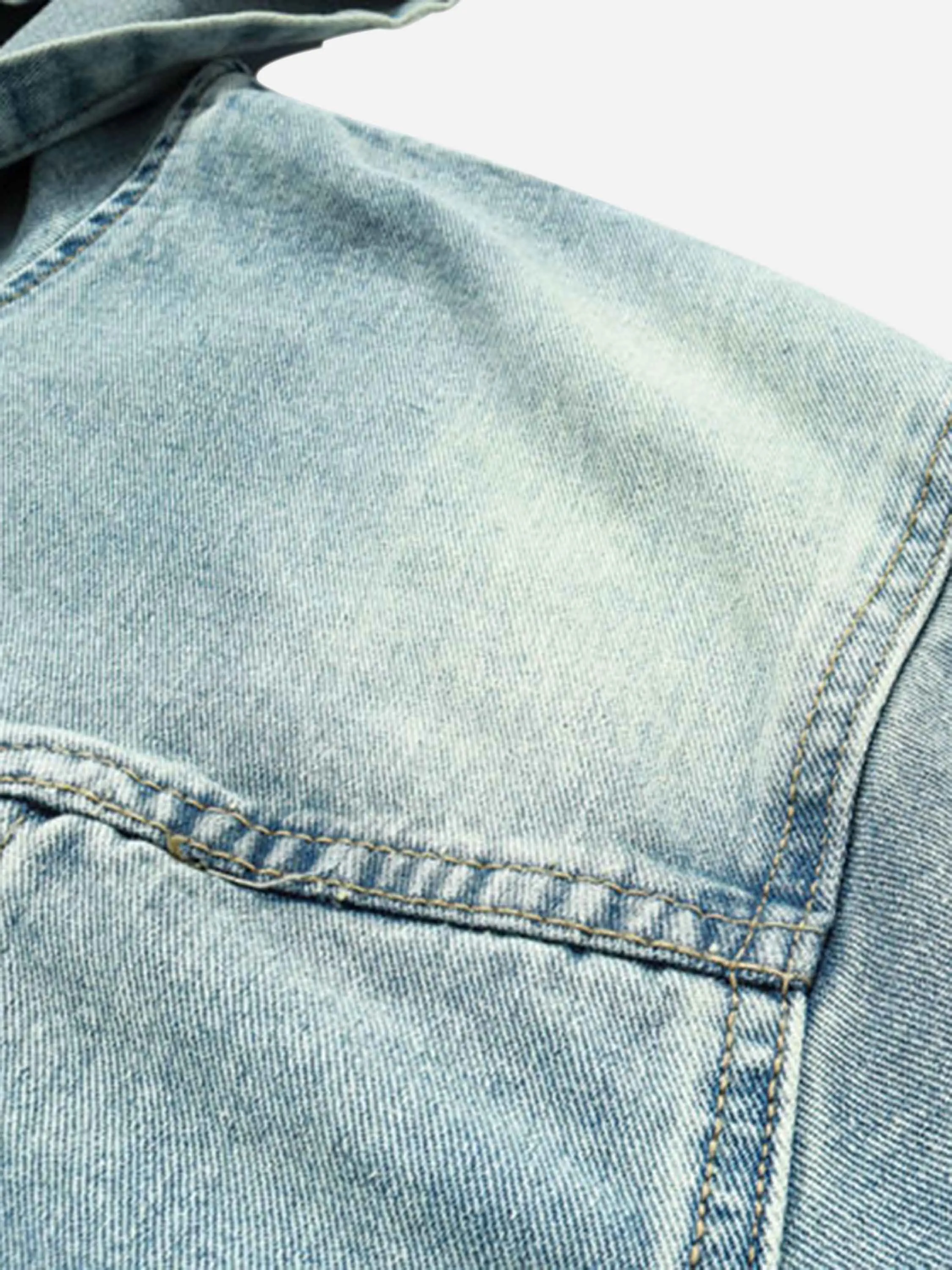 1984 High Street Washed And  Denim Hoodie - 1464