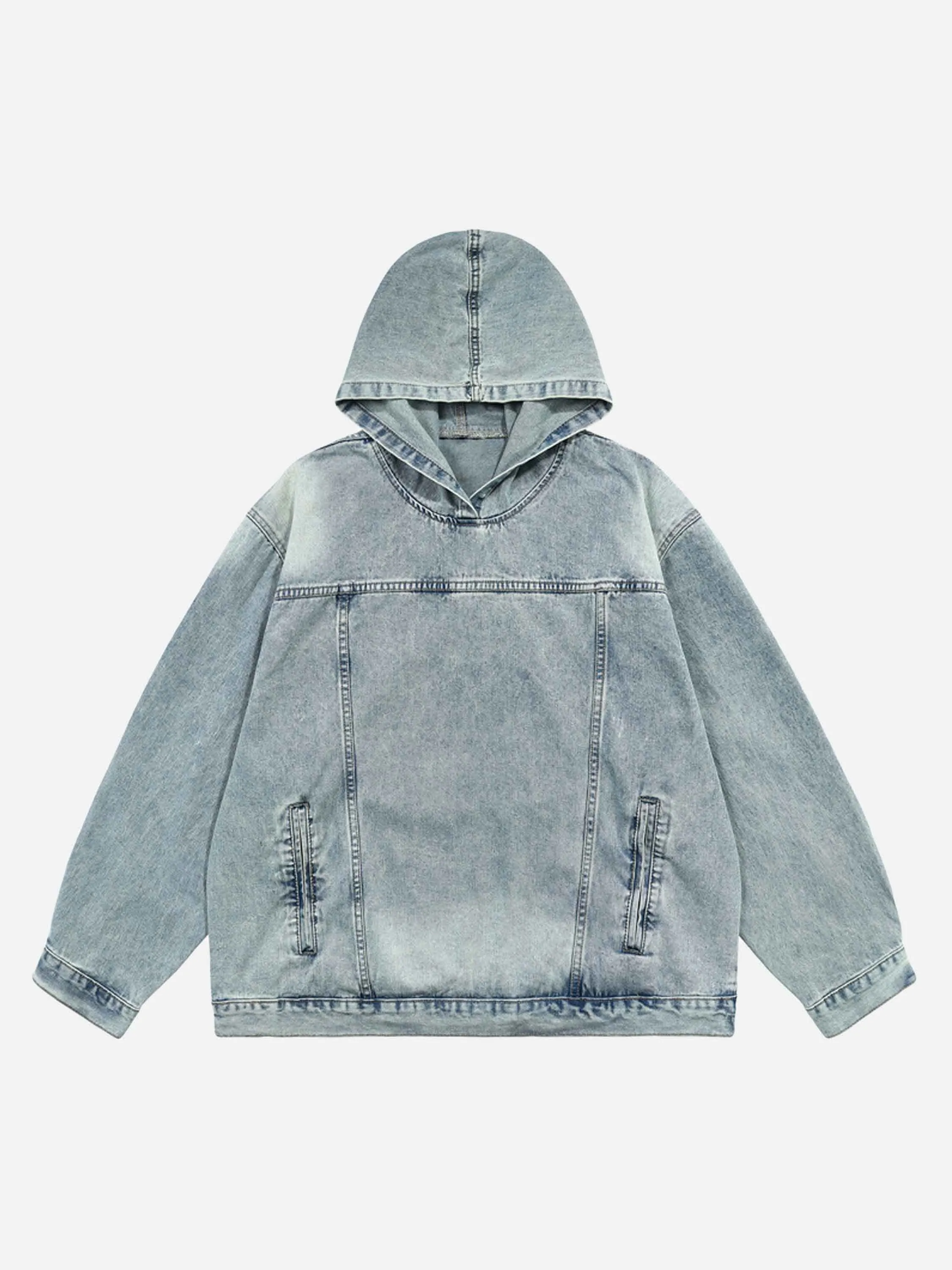 1984 High Street Washed And  Denim Hoodie - 1464