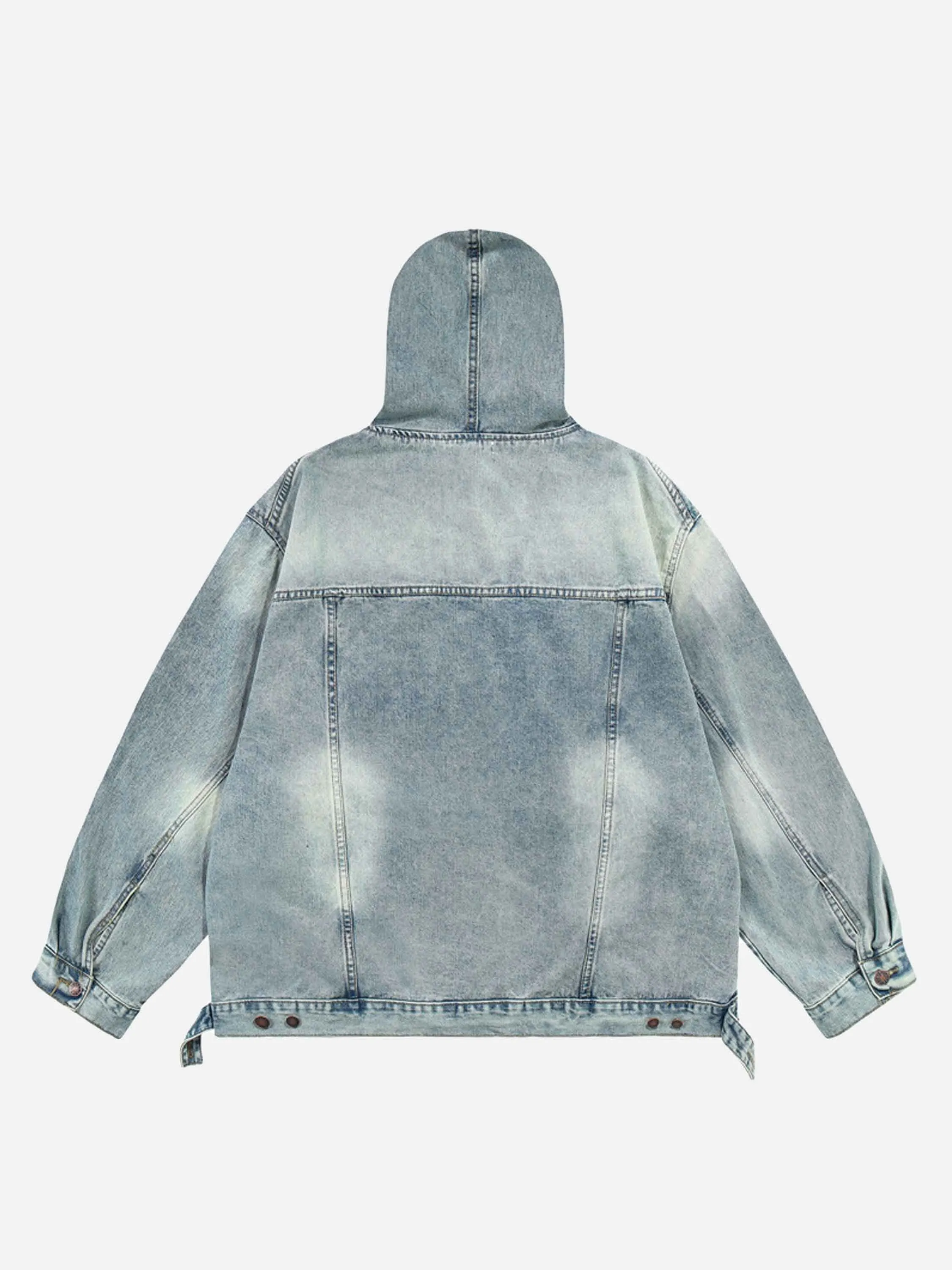 1984 High Street Washed And  Denim Hoodie - 1464