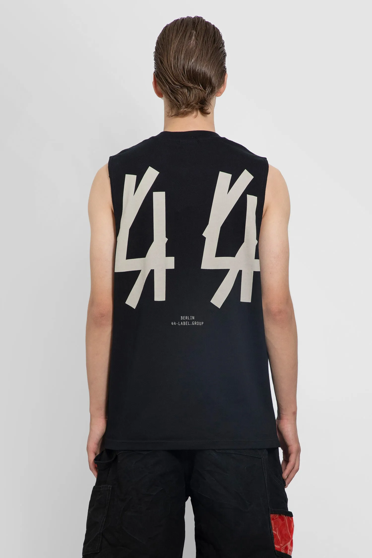 44 LABEL GROUP MAN BLACK T-SHIRTS & TANK TOPS