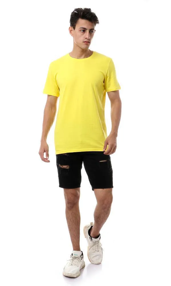 57979 Round Neck Basic Yellow Tee