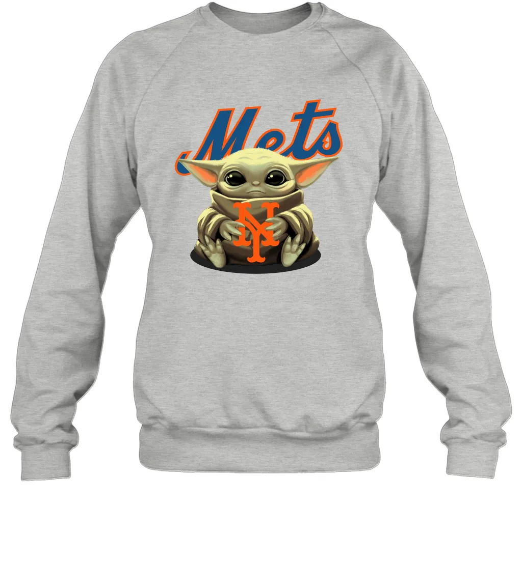 Baby Yoda Hugs Loves The New York Mets Baseball Adult Sweatshirt