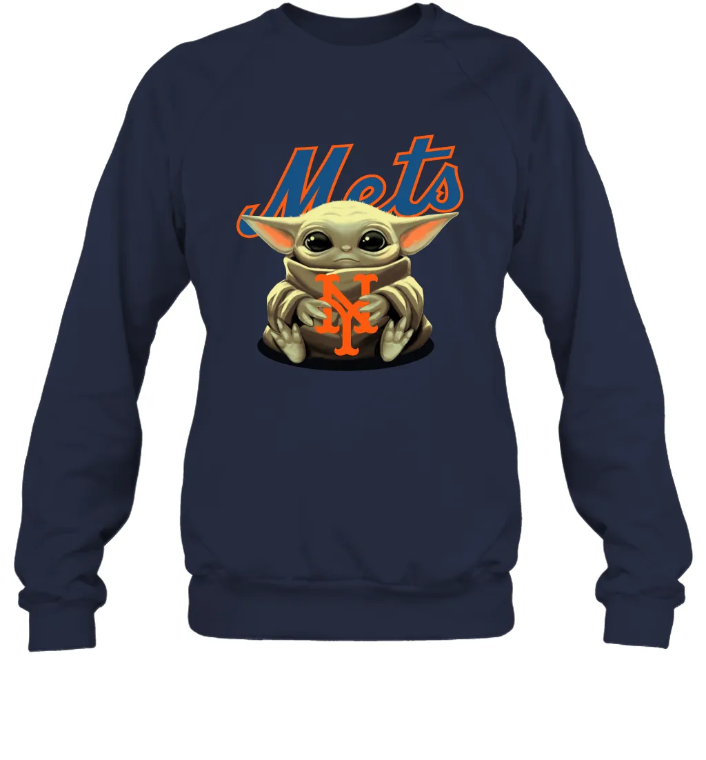 Baby Yoda Hugs Loves The New York Mets Baseball Adult Sweatshirt
