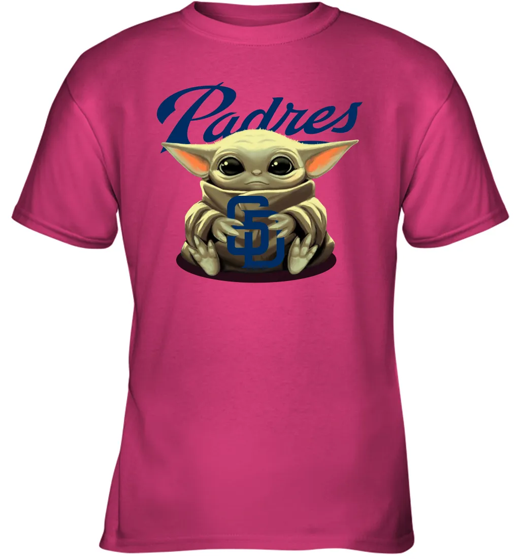 Baby Yoda Hugs Loves The San Diego Padres Baseball Youth T-Shirt