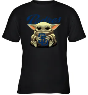 Baby Yoda Hugs Loves The San Diego Padres Baseball Youth T-Shirt
