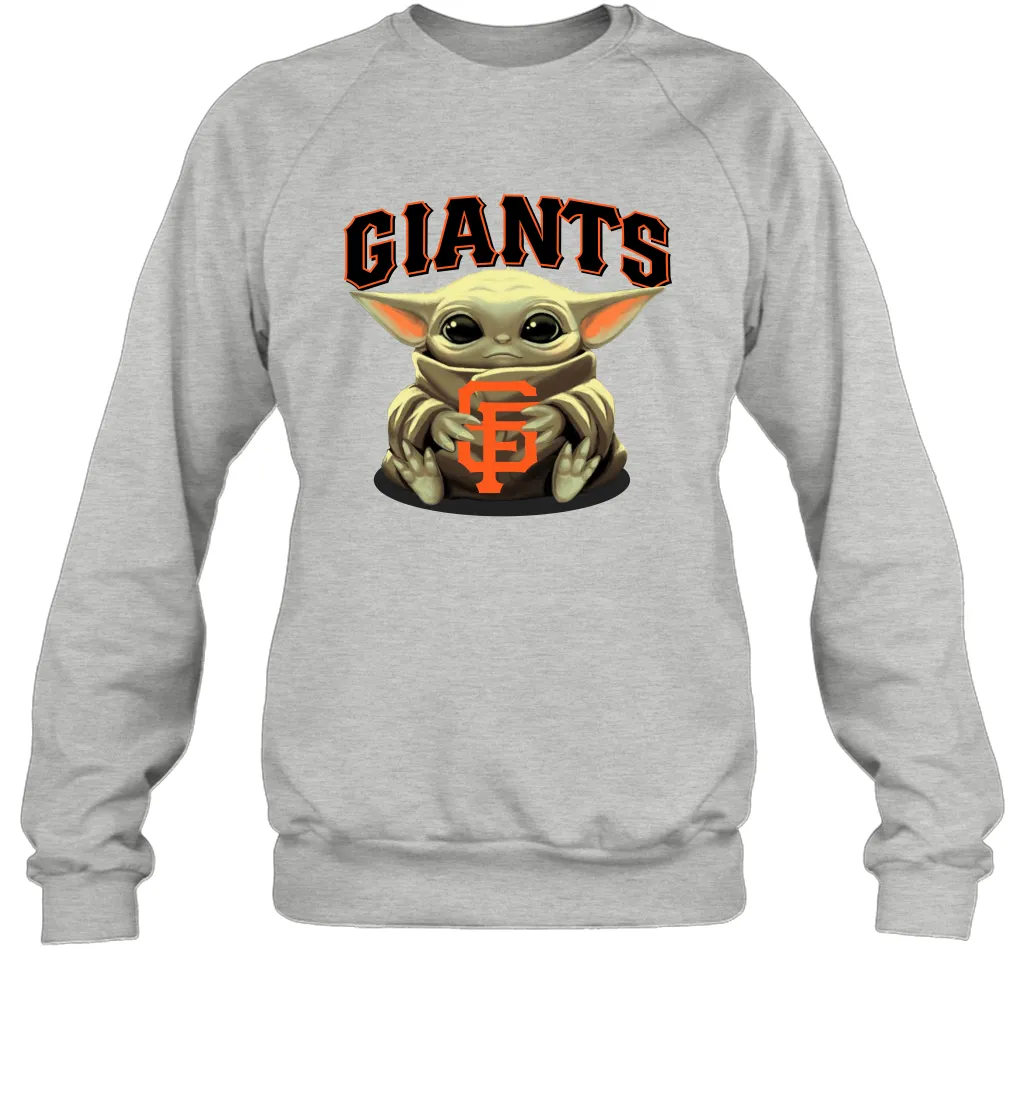 Baby Yoda Hugs Loves The San Francisco GiantsBaseball Adult Sweatshirt