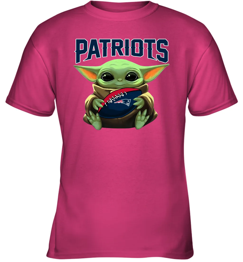 Baby Yoda Loves The New England Patriots Star Wars Baby Yoda Hugs Patriots NFL Youth T-Shirt
