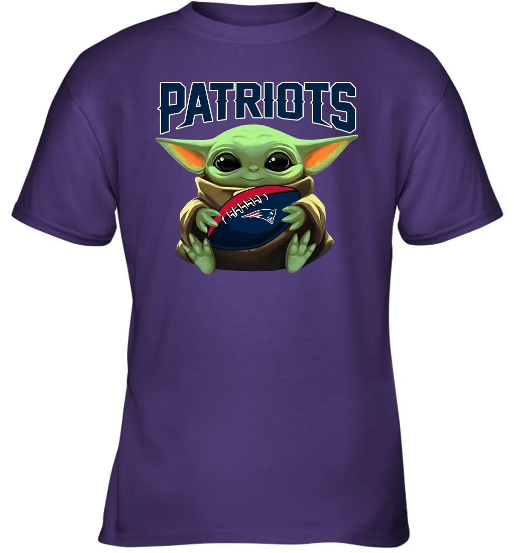 Baby Yoda Loves The New England Patriots Star Wars Baby Yoda Hugs Patriots NFL Youth T-Shirt