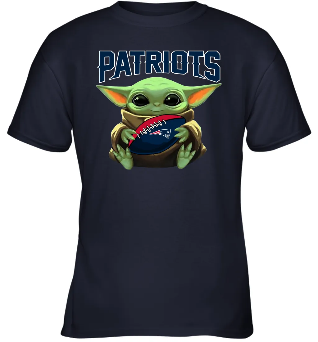 Baby Yoda Loves The New England Patriots Star Wars Baby Yoda Hugs Patriots NFL Youth T-Shirt