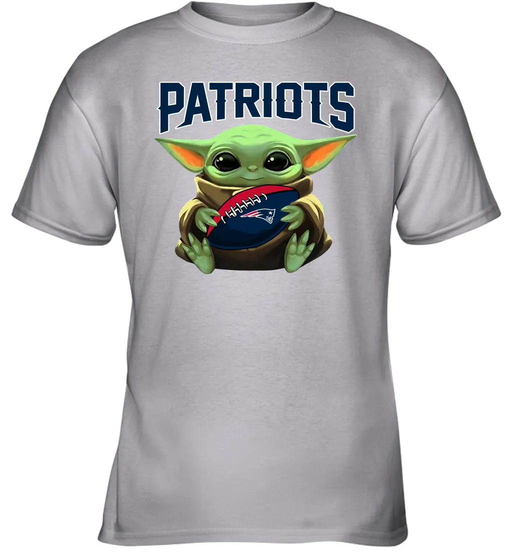 Baby Yoda Loves The New England Patriots Star Wars Baby Yoda Hugs Patriots NFL Youth T-Shirt
