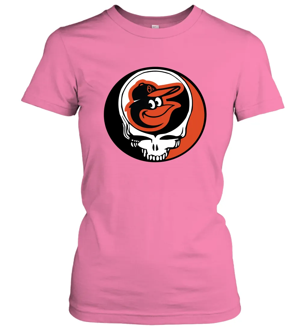 Baltimore Orioles Grateful Dead Steal Your Face Baseball Womens T-Shirt