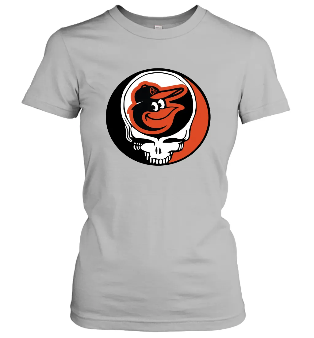 Baltimore Orioles Grateful Dead Steal Your Face Baseball Womens T-Shirt