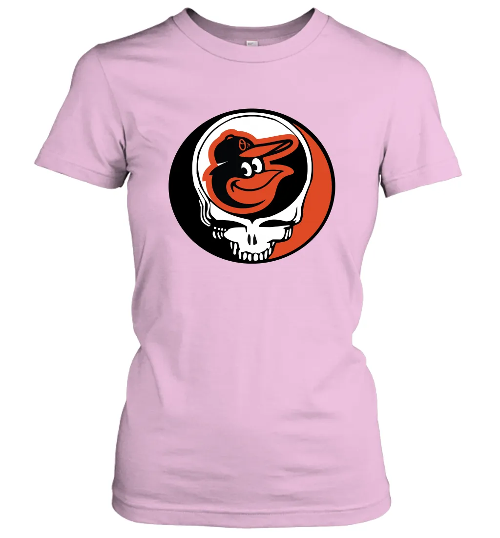 Baltimore Orioles Grateful Dead Steal Your Face Baseball Womens T-Shirt