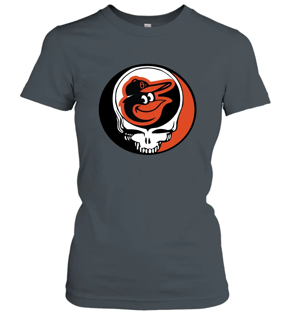 Baltimore Orioles Grateful Dead Steal Your Face Baseball Womens T-Shirt