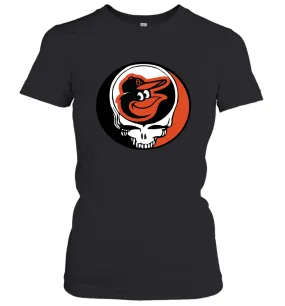 Baltimore Orioles Grateful Dead Steal Your Face Baseball Womens T-Shirt