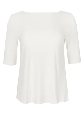 Bamboo Boat Neck Mid Sleeve Tee - Cream