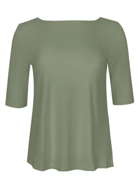 Bamboo Boat Neck Mid Sleeve Tee - Eucalyptus