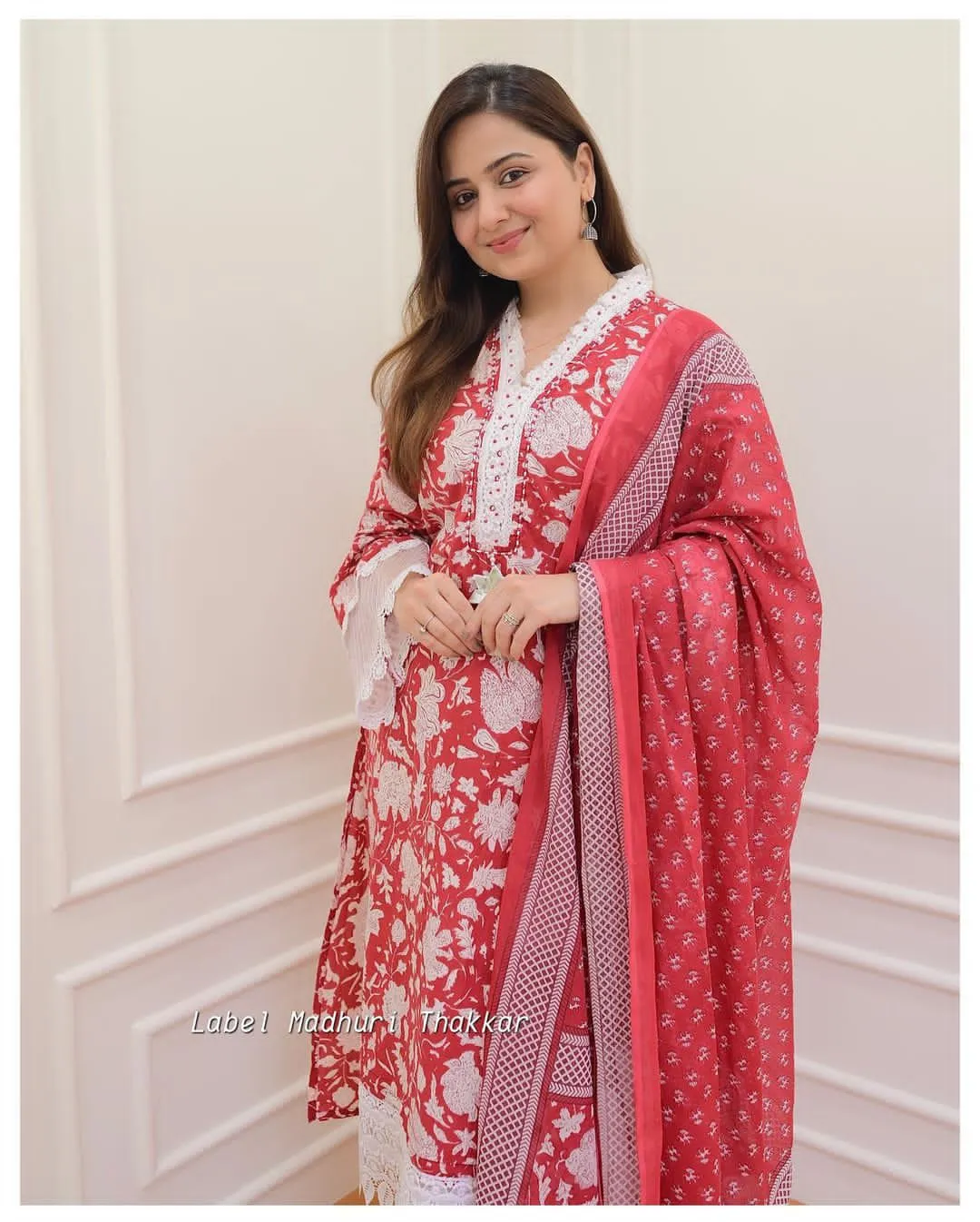 Beautiful Pakistani Cotton Floral Alia Cut Designer Suit