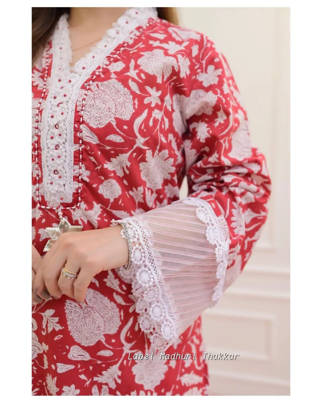 Beautiful Pakistani Cotton Floral Alia Cut Designer Suit