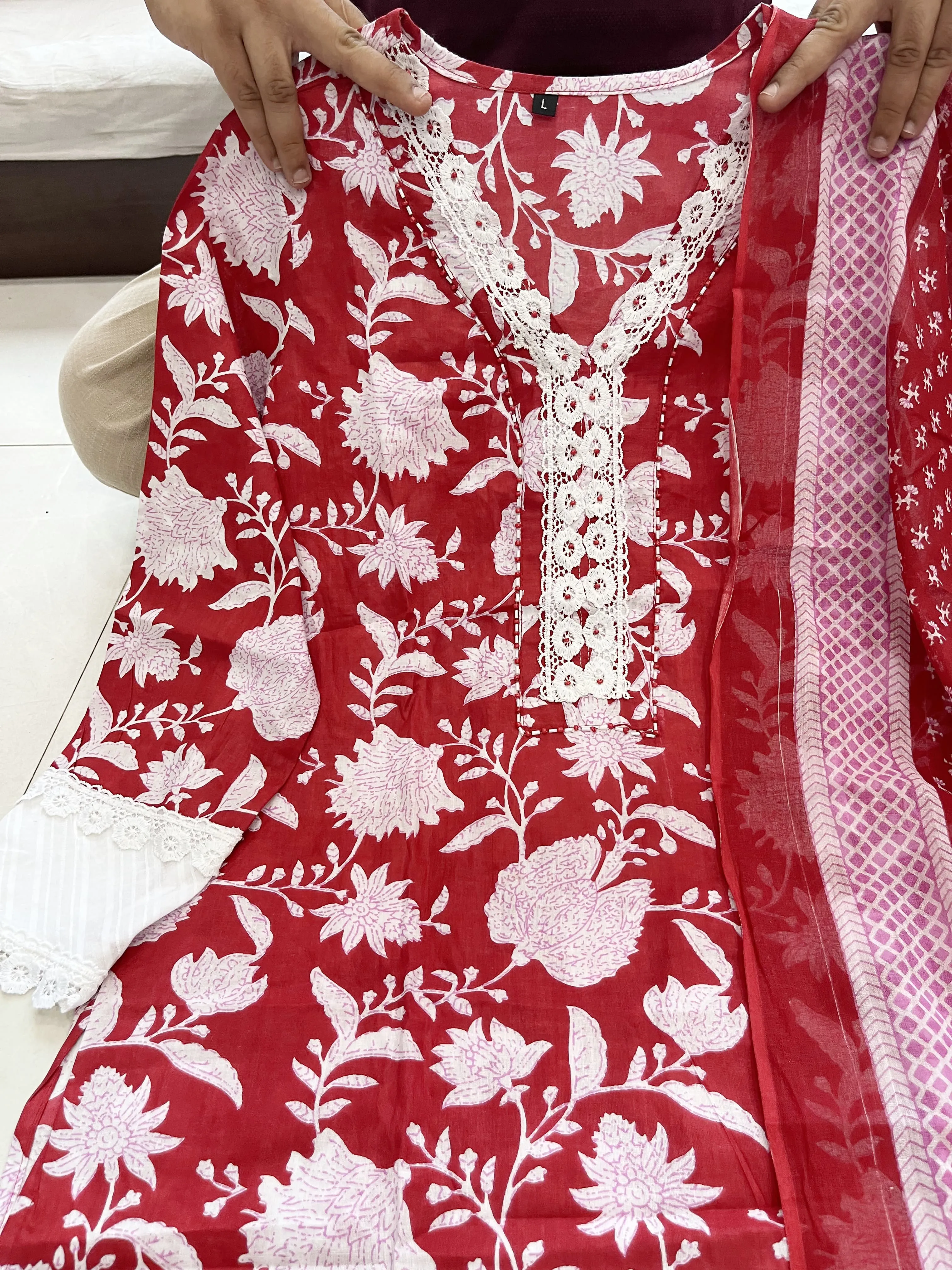 Beautiful Pakistani Cotton Floral Alia Cut Designer Suit