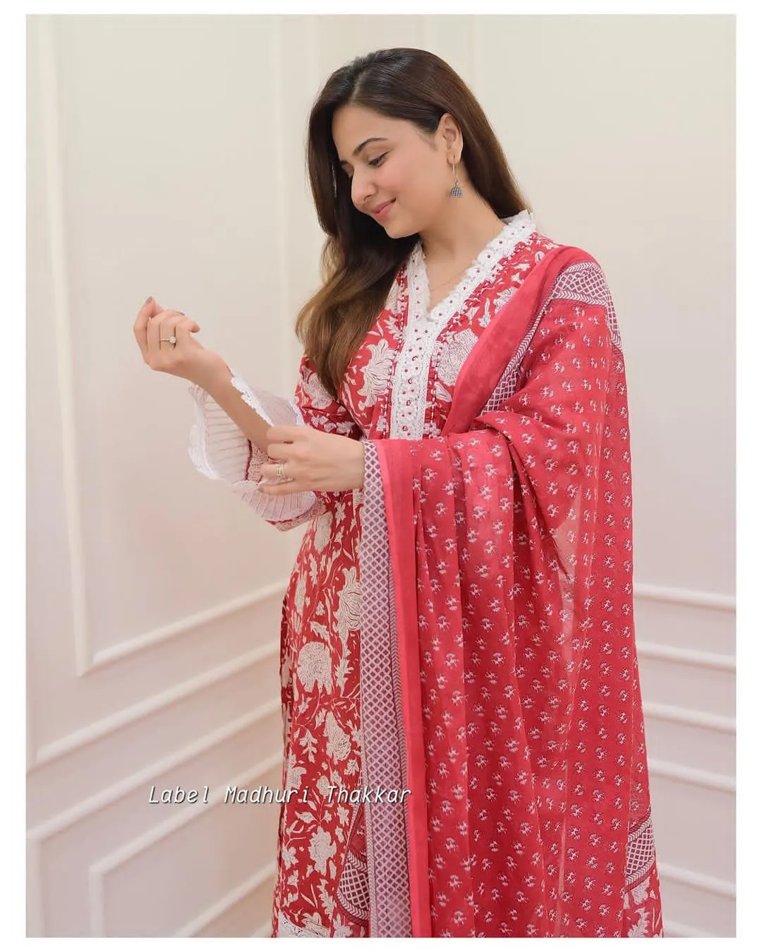 Beautiful Pakistani Cotton Floral Alia Cut Designer Suit