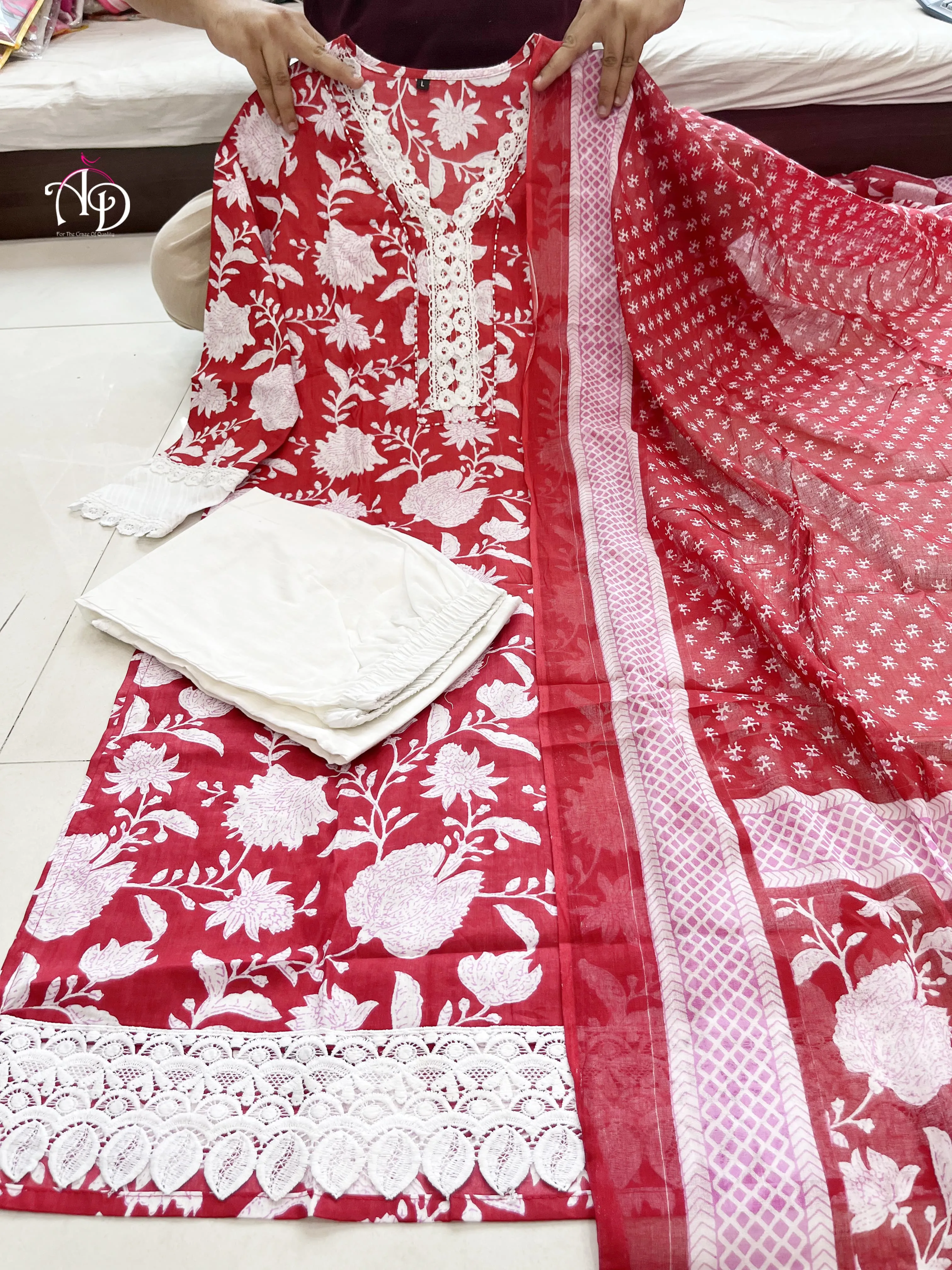 Beautiful Pakistani Cotton Floral Alia Cut Designer Suit