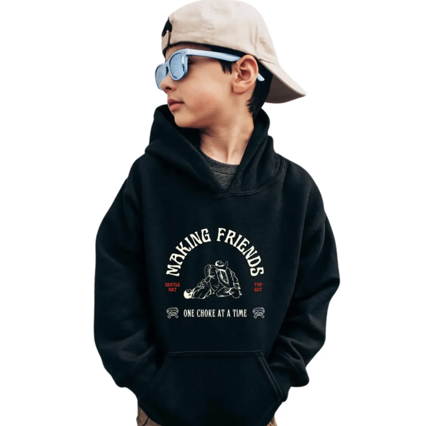 BJJ Making Friends Kids Youth Jiu Jitsu Hoodie