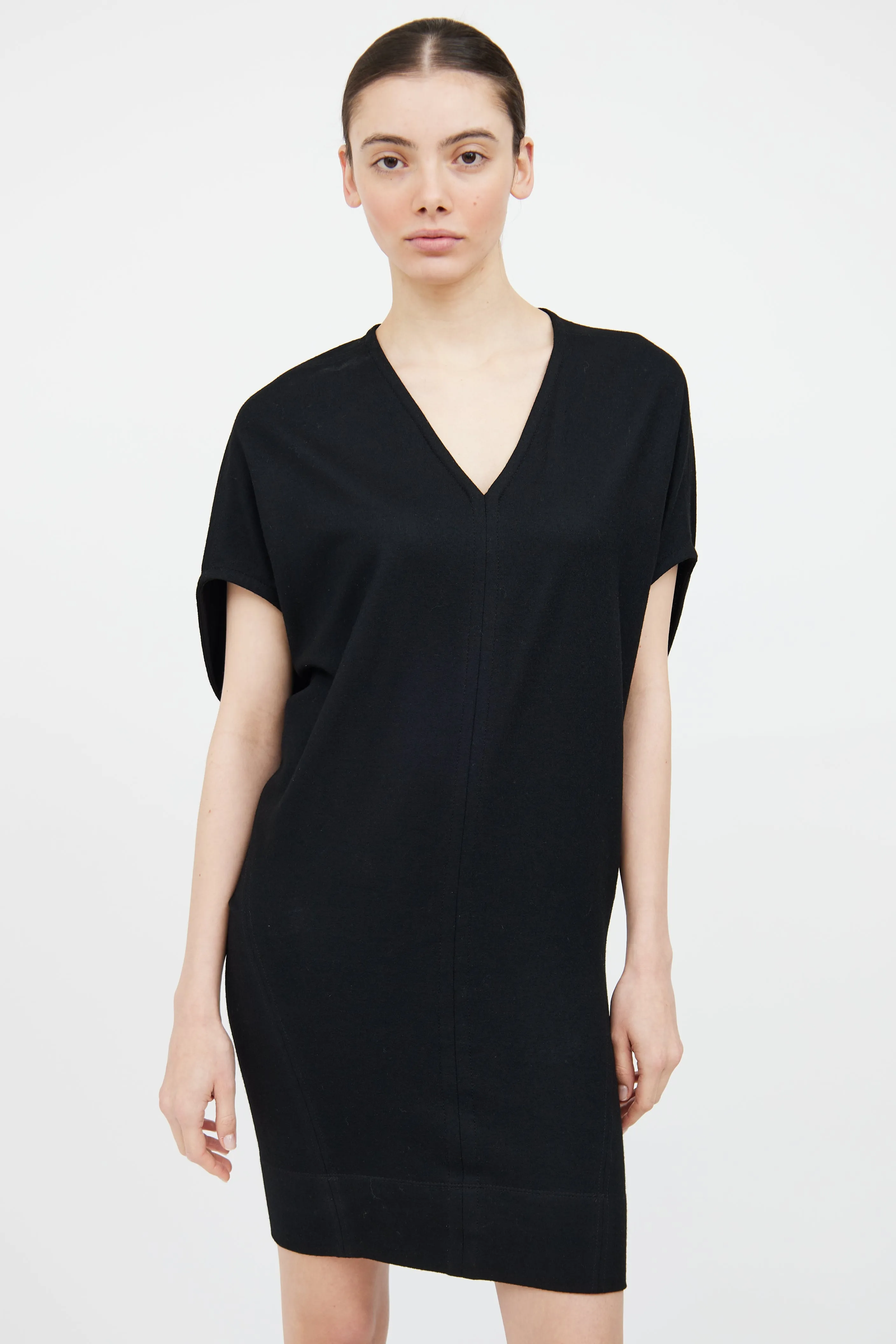 Black Wool Wing Sleeveless Dress
