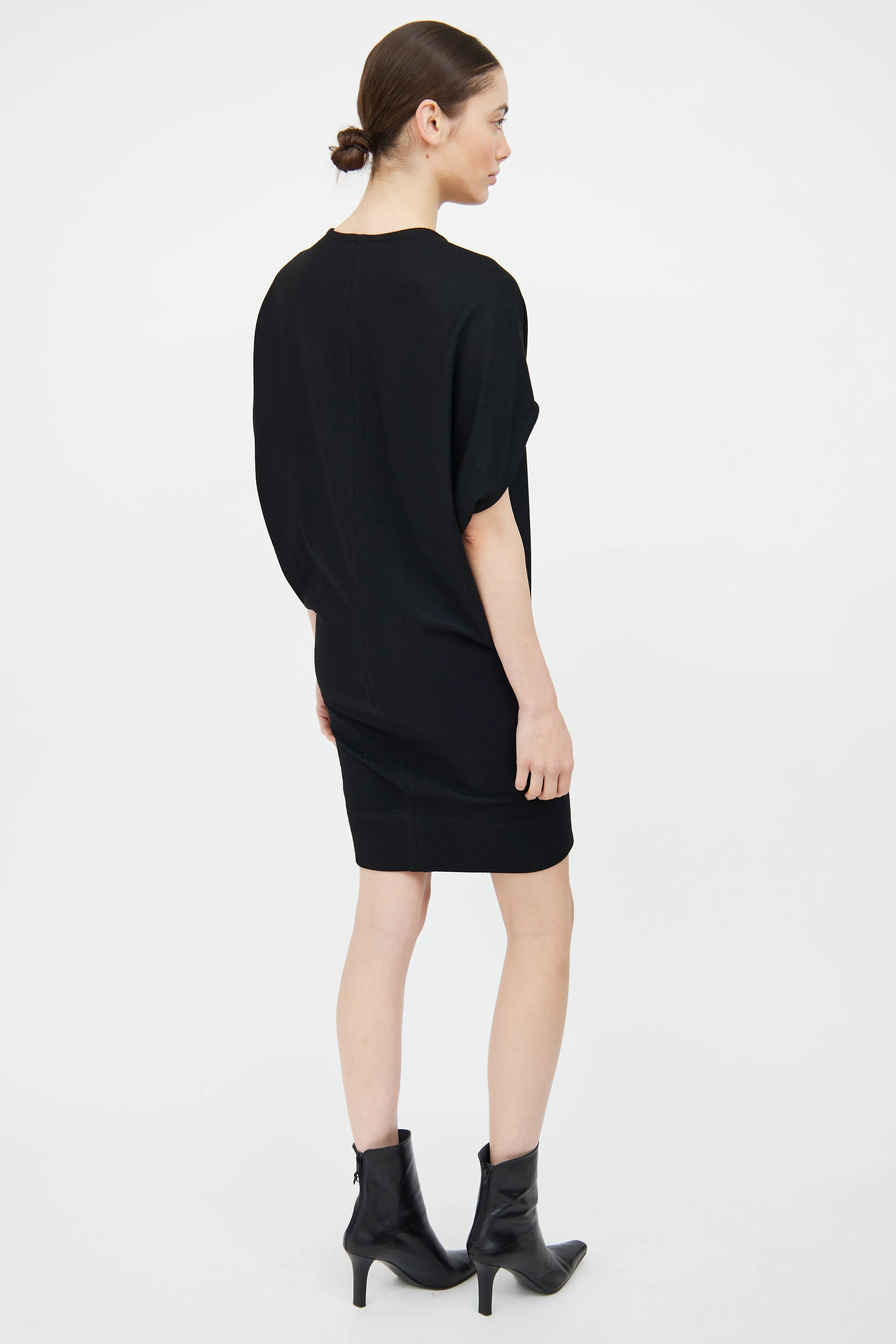Black Wool Wing Sleeveless Dress
