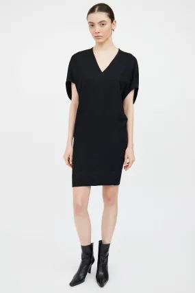 Black Wool Wing Sleeveless Dress