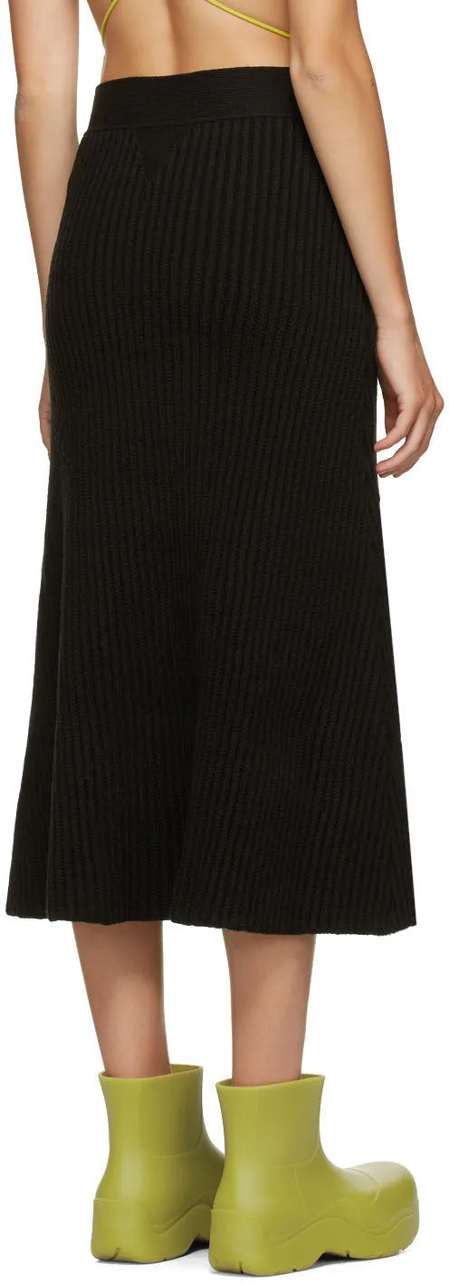 Bottega Veneta Brown Rib Distorted Mid-Length Skirt