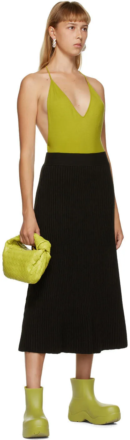 Bottega Veneta Brown Rib Distorted Mid-Length Skirt