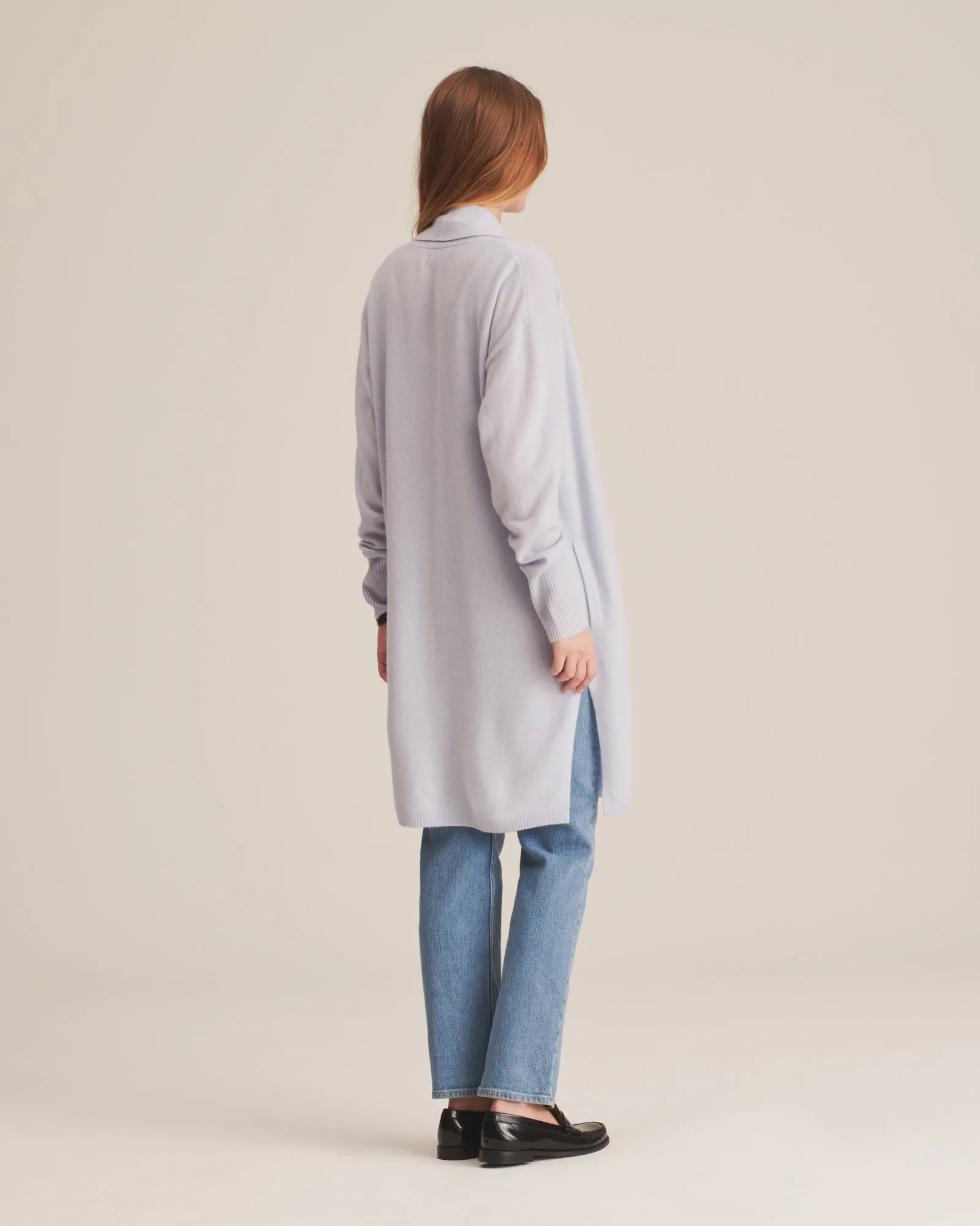 Soft Cashmere Duster Cardigan with Stylish Side Slits