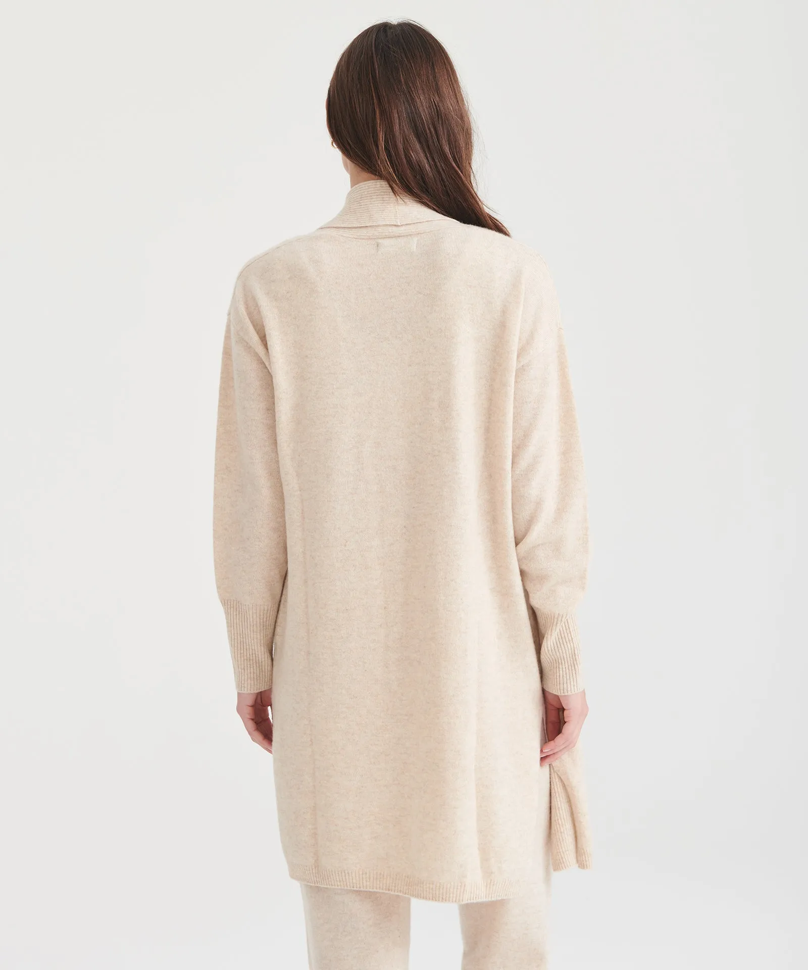 Soft Cashmere Duster Cardigan with Stylish Side Slits