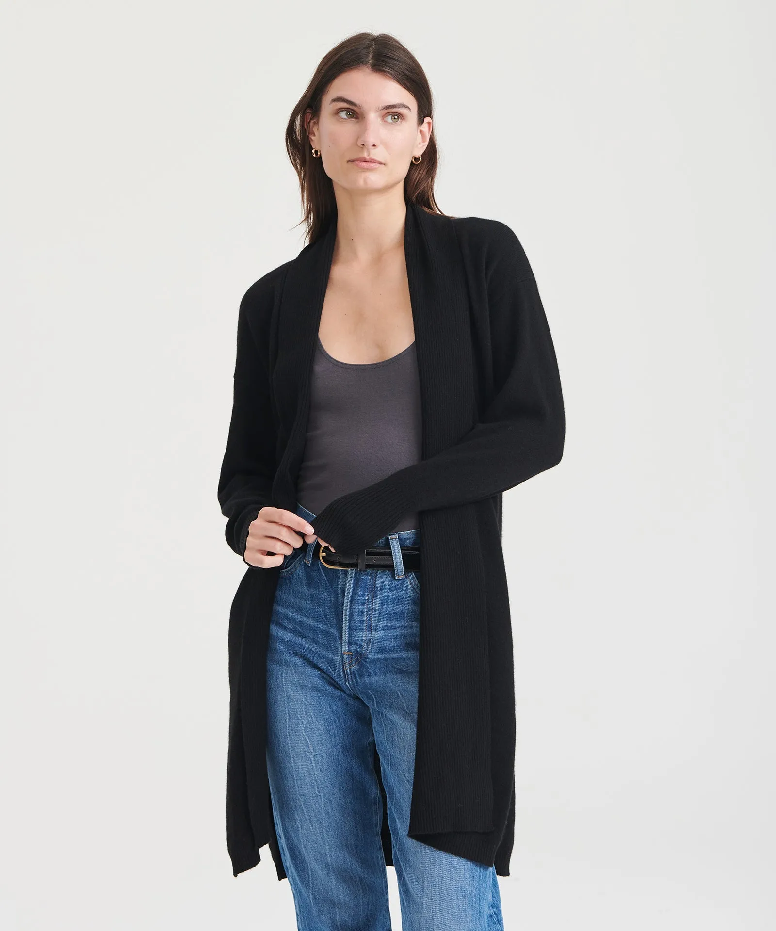 Soft Cashmere Duster Cardigan with Stylish Side Slits