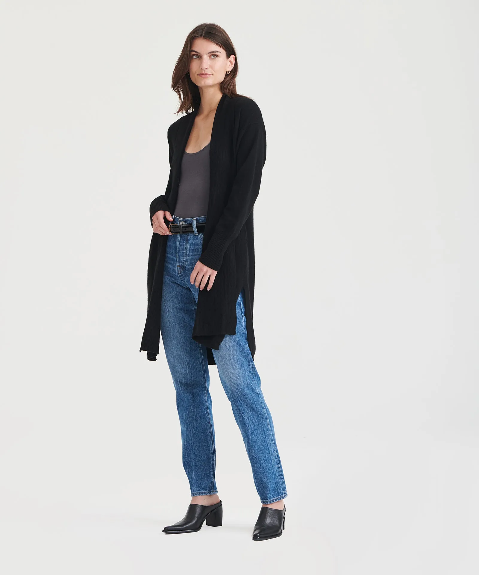 Soft Cashmere Duster Cardigan with Stylish Side Slits