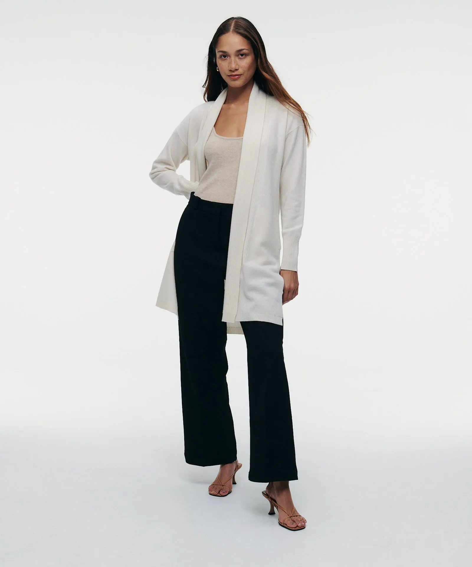 Soft Cashmere Duster Cardigan with Stylish Side Slits