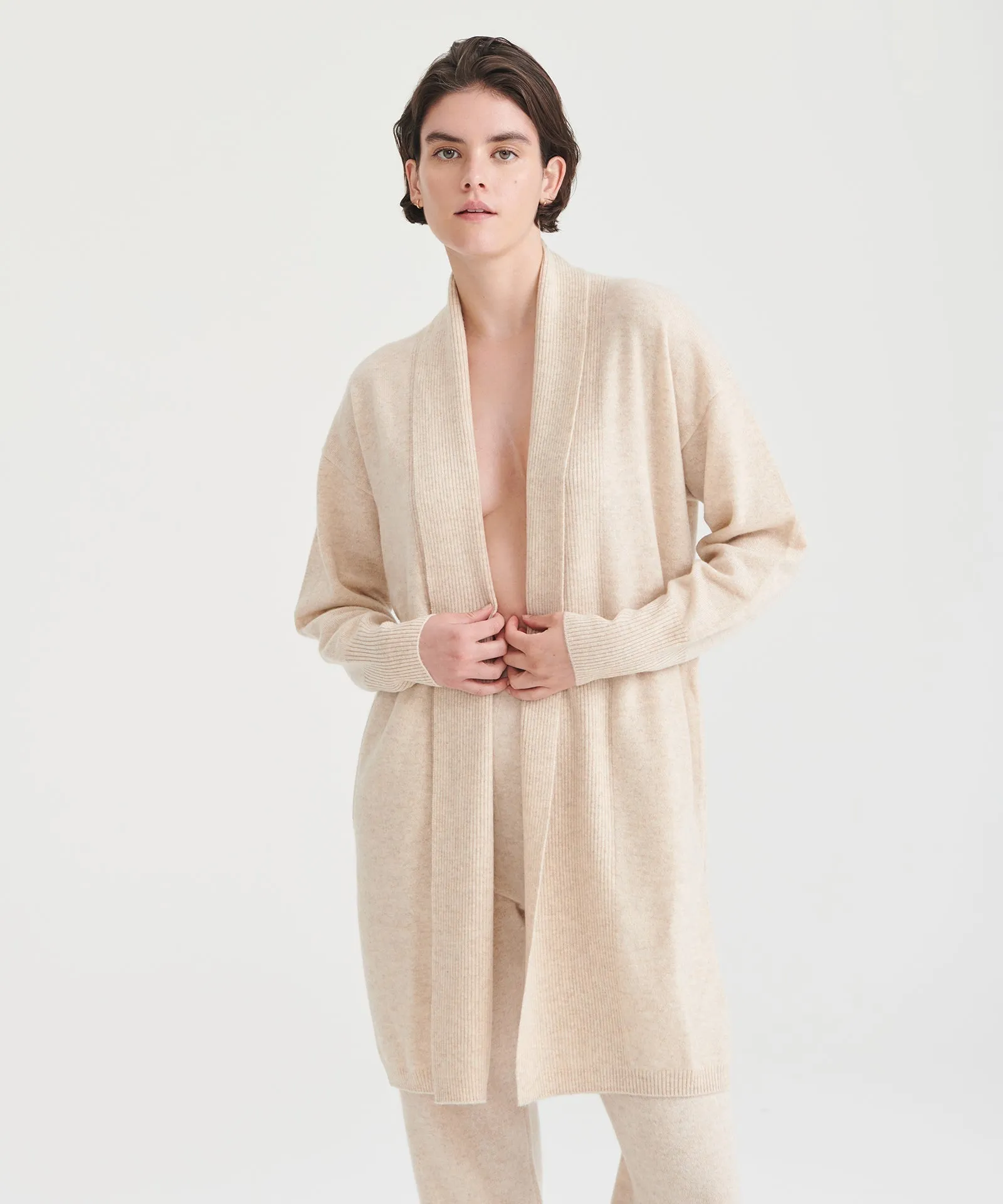 Soft Cashmere Duster Cardigan with Stylish Side Slits