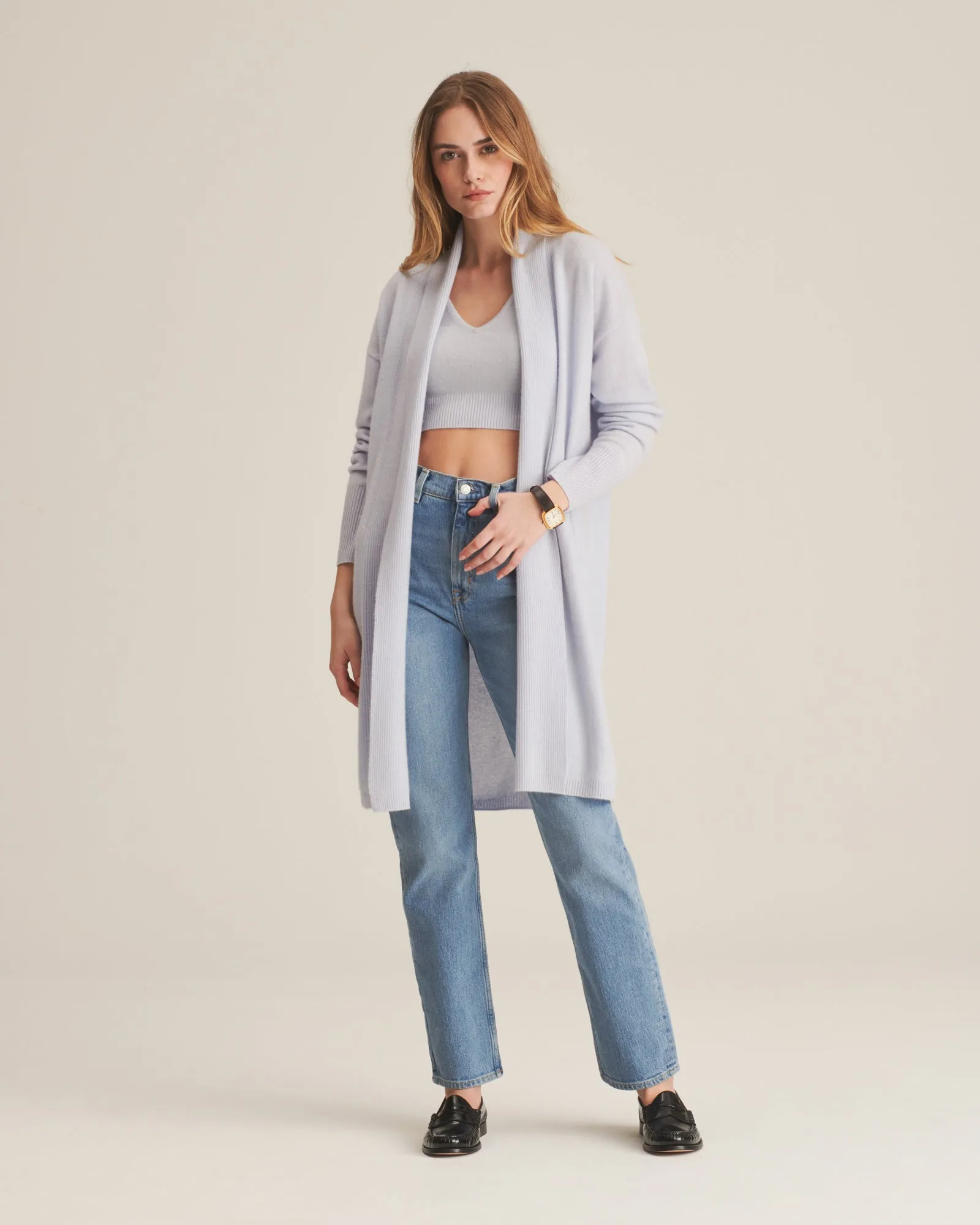 Soft Cashmere Duster Cardigan with Stylish Side Slits