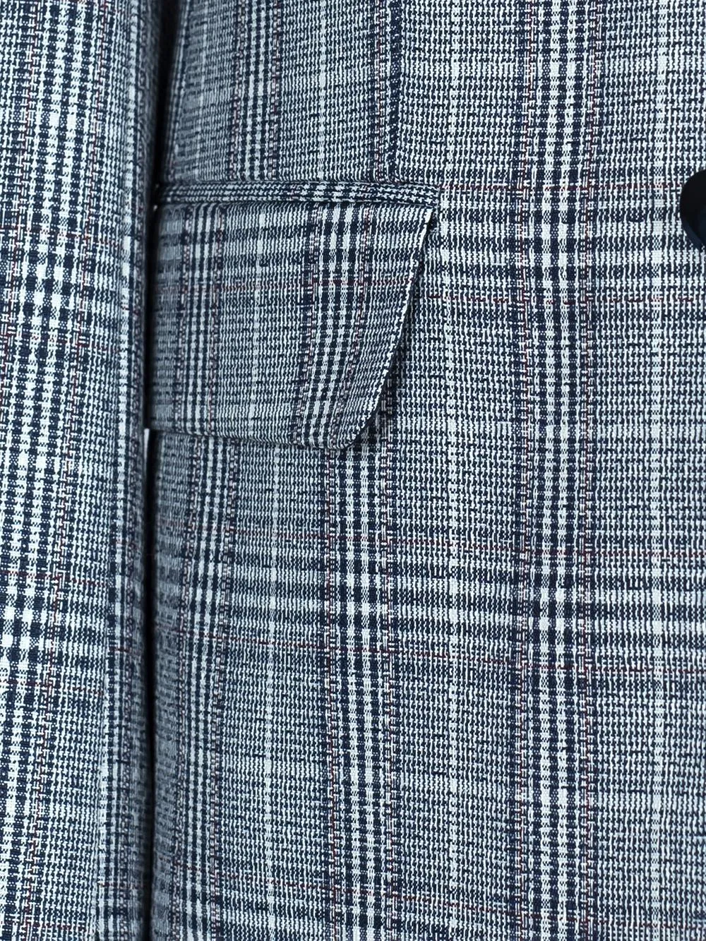 Checked Blue Pure Linen Men Summer Suit