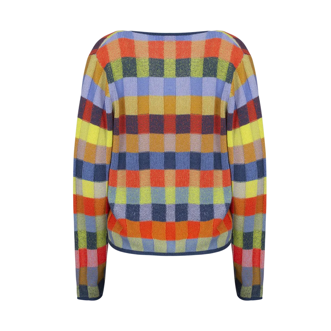 Checked Cashmere Cardigan