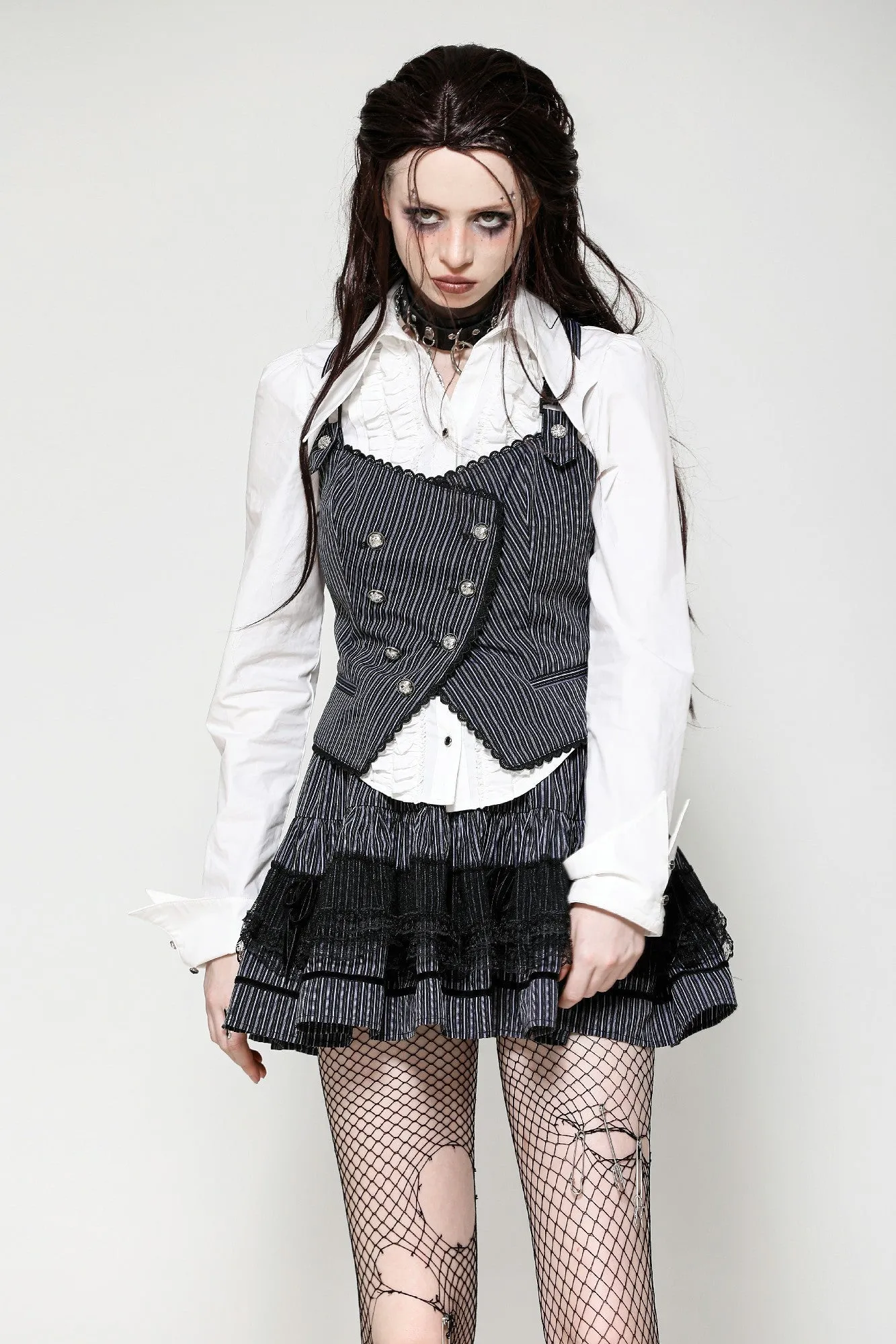 Dark Striped Academic Vest VW021