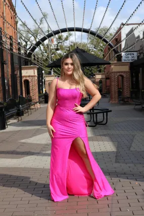 Declynn Stretch Satin Gown W/Hotstone Detail & Keyhole
