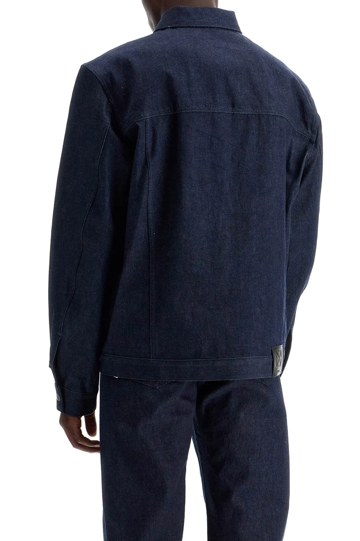 denim shirt jacket with button closure