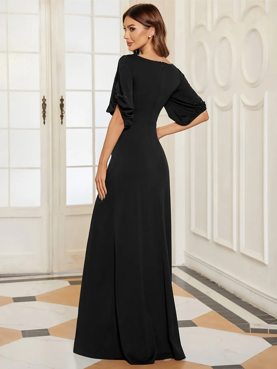 Elegant Wholesale Chiffon Fishtail Evening Dress With Round Neck