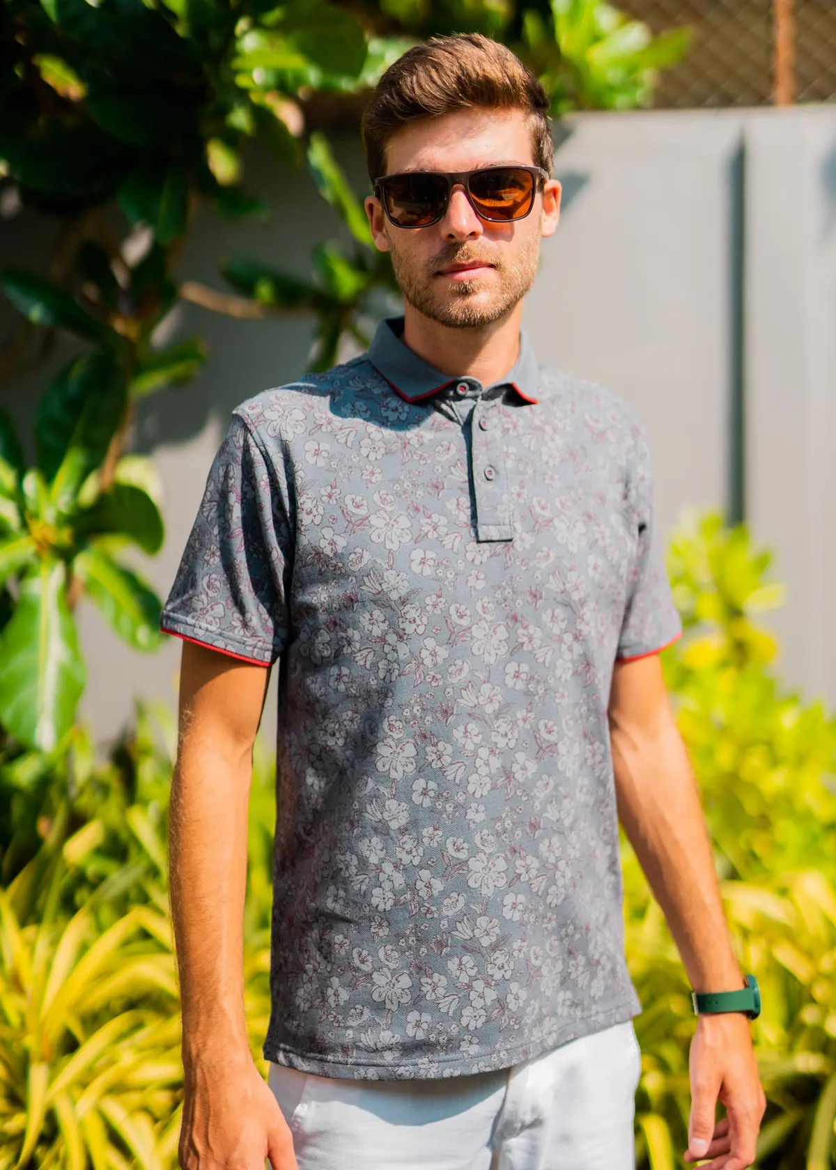 Elevated Summer Abstract Floral AOP Polo