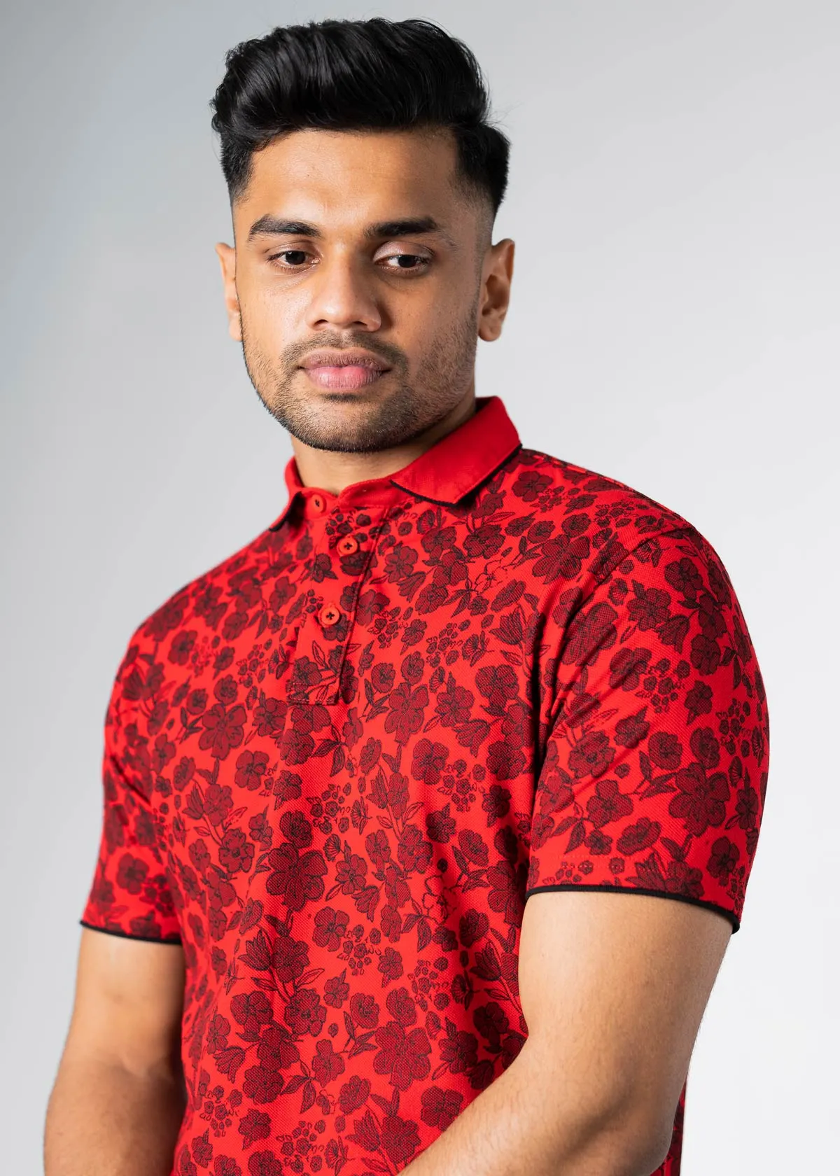 Elevated Summer Abstract Floral AOP Polo