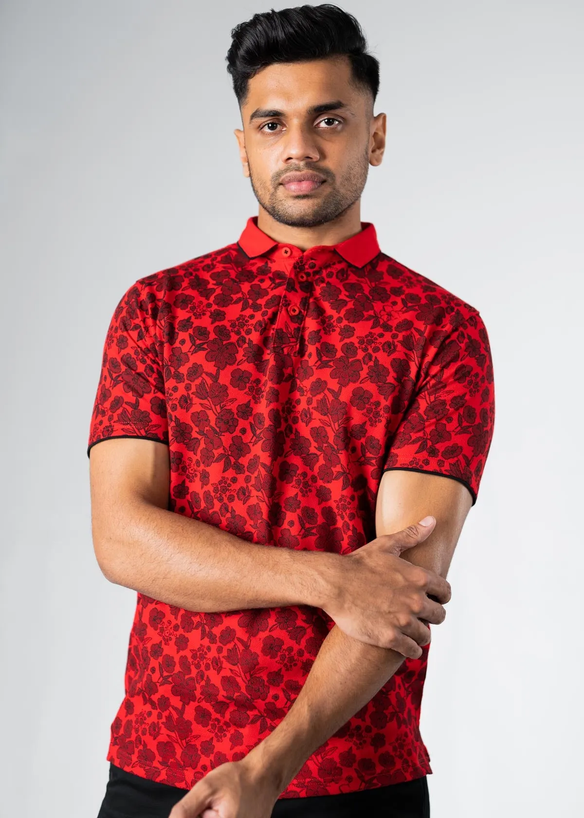 Elevated Summer Abstract Floral AOP Polo