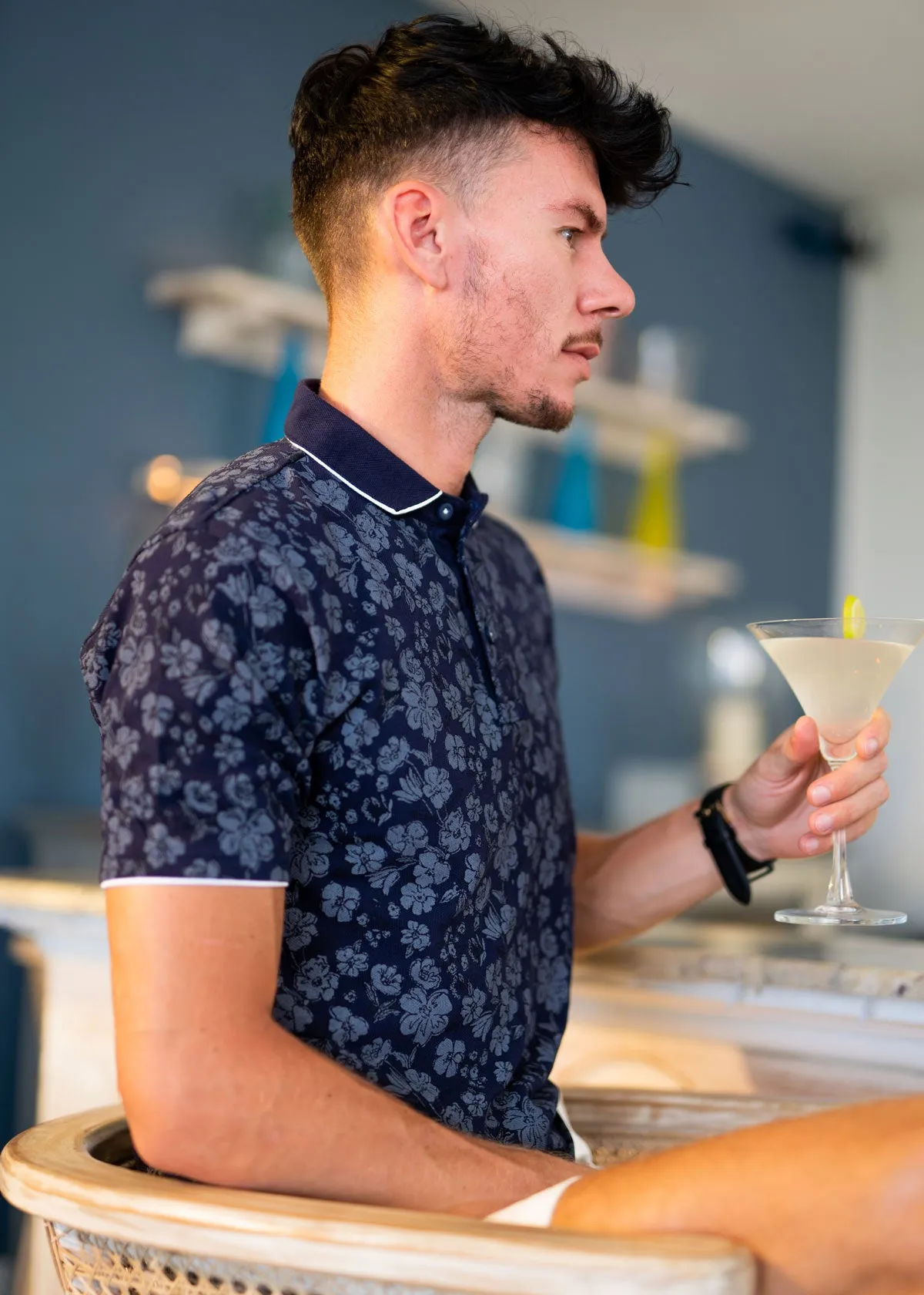 Elevated Summer Abstract Floral AOP Polo